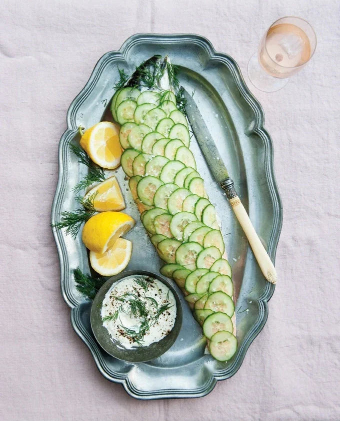 Whole Poached Wild Salmon with Fresh Horseradish Cream