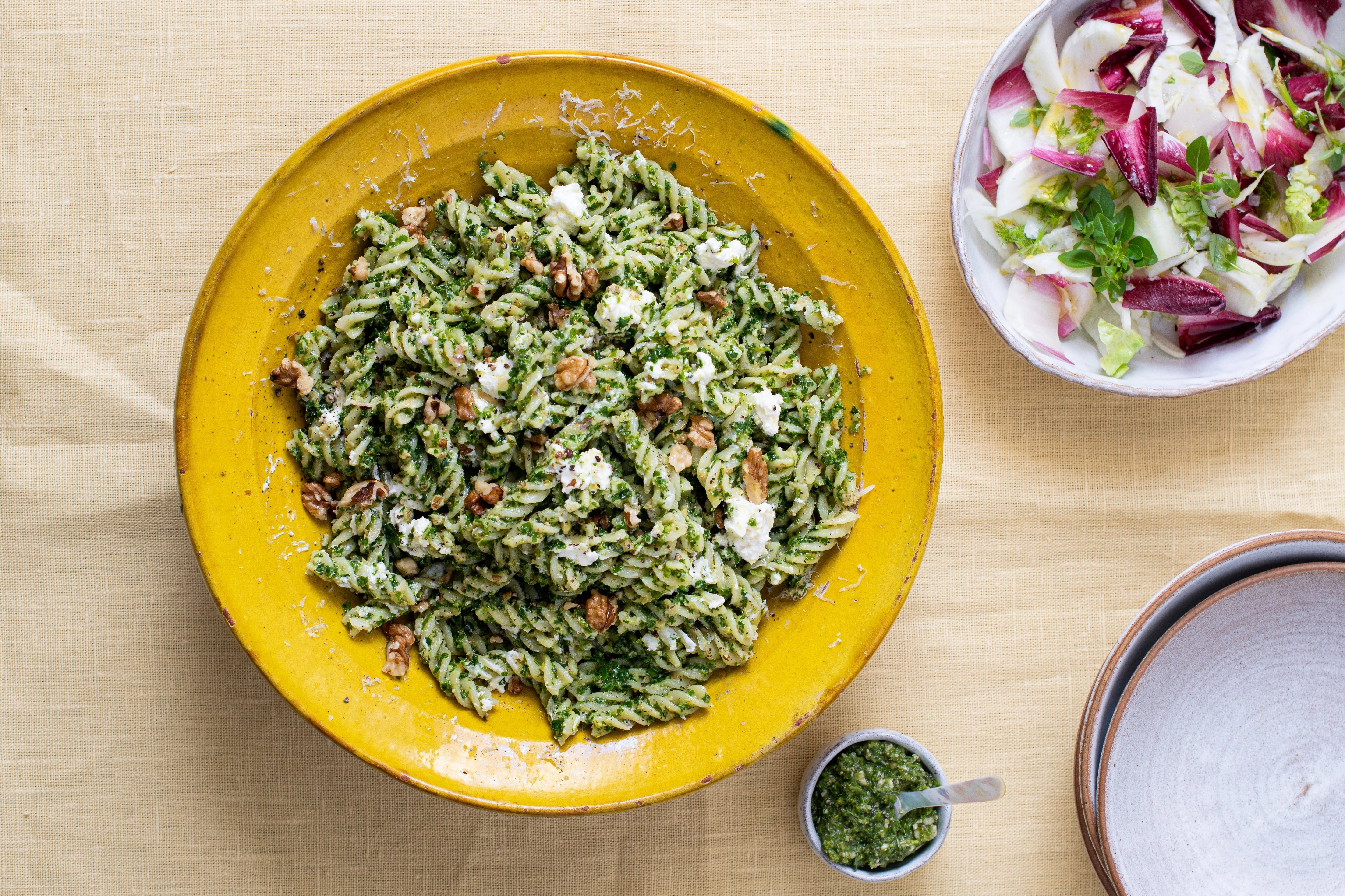 Fusilli Pasta with Walnut & Kale Pesto