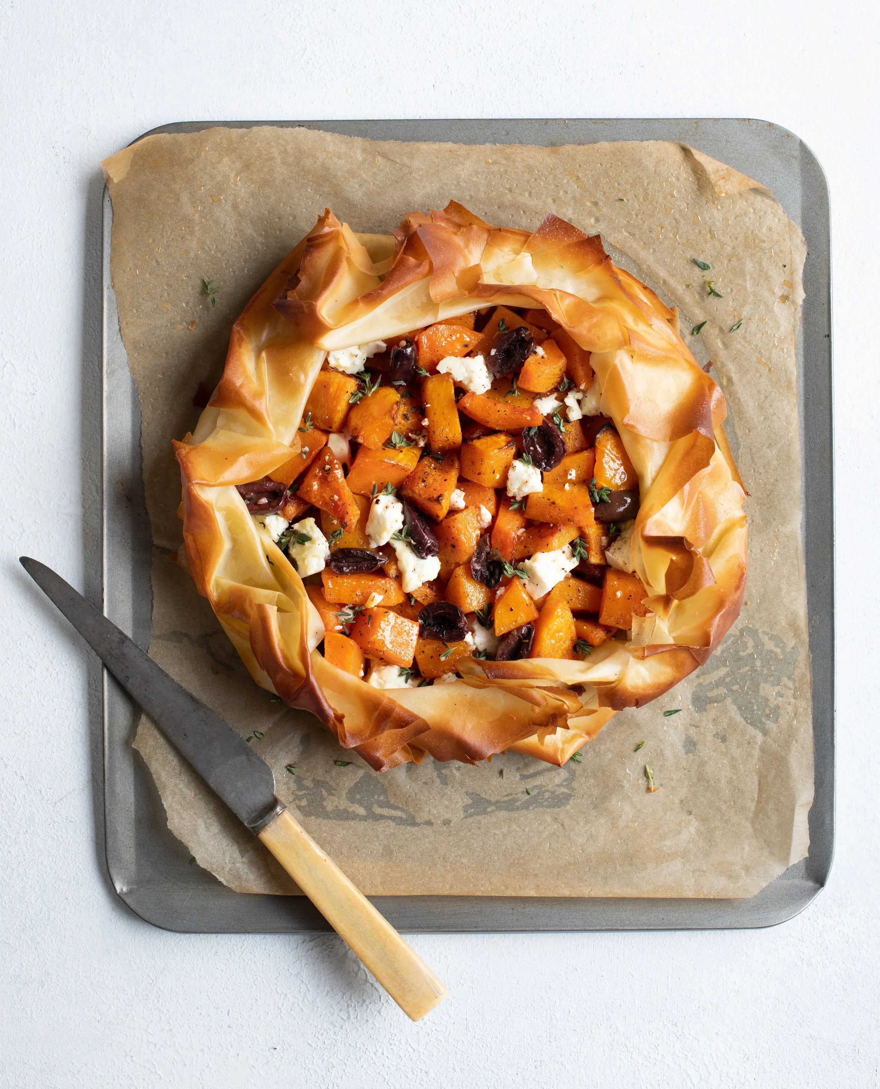 Crispy Galette With Butternut Squash, Feta & Olives