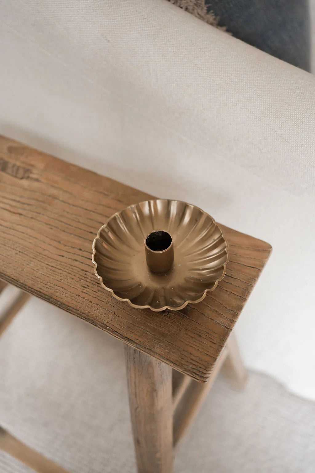 Brass Scalloped Candle Holder