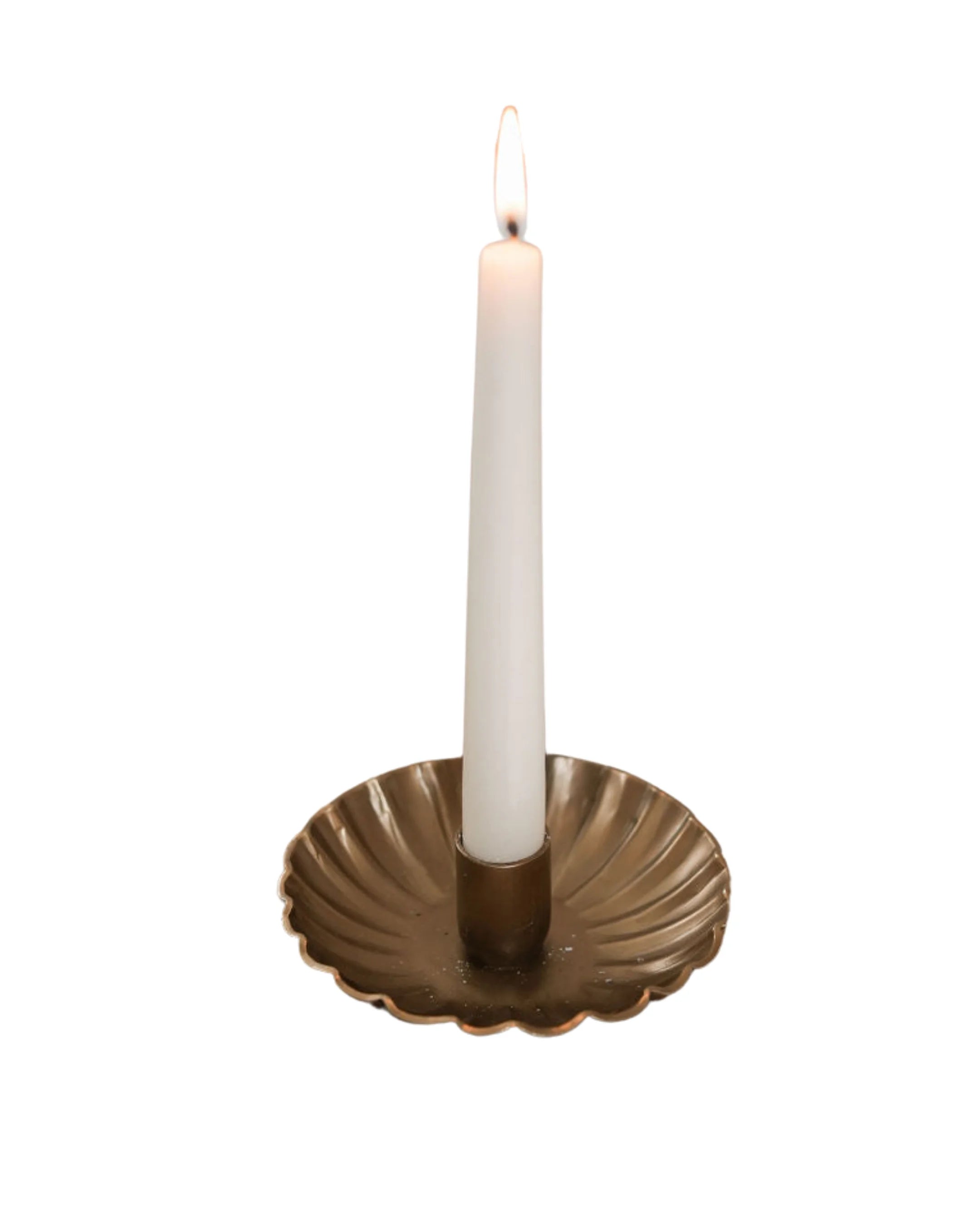 Brass Scalloped Candle Holder