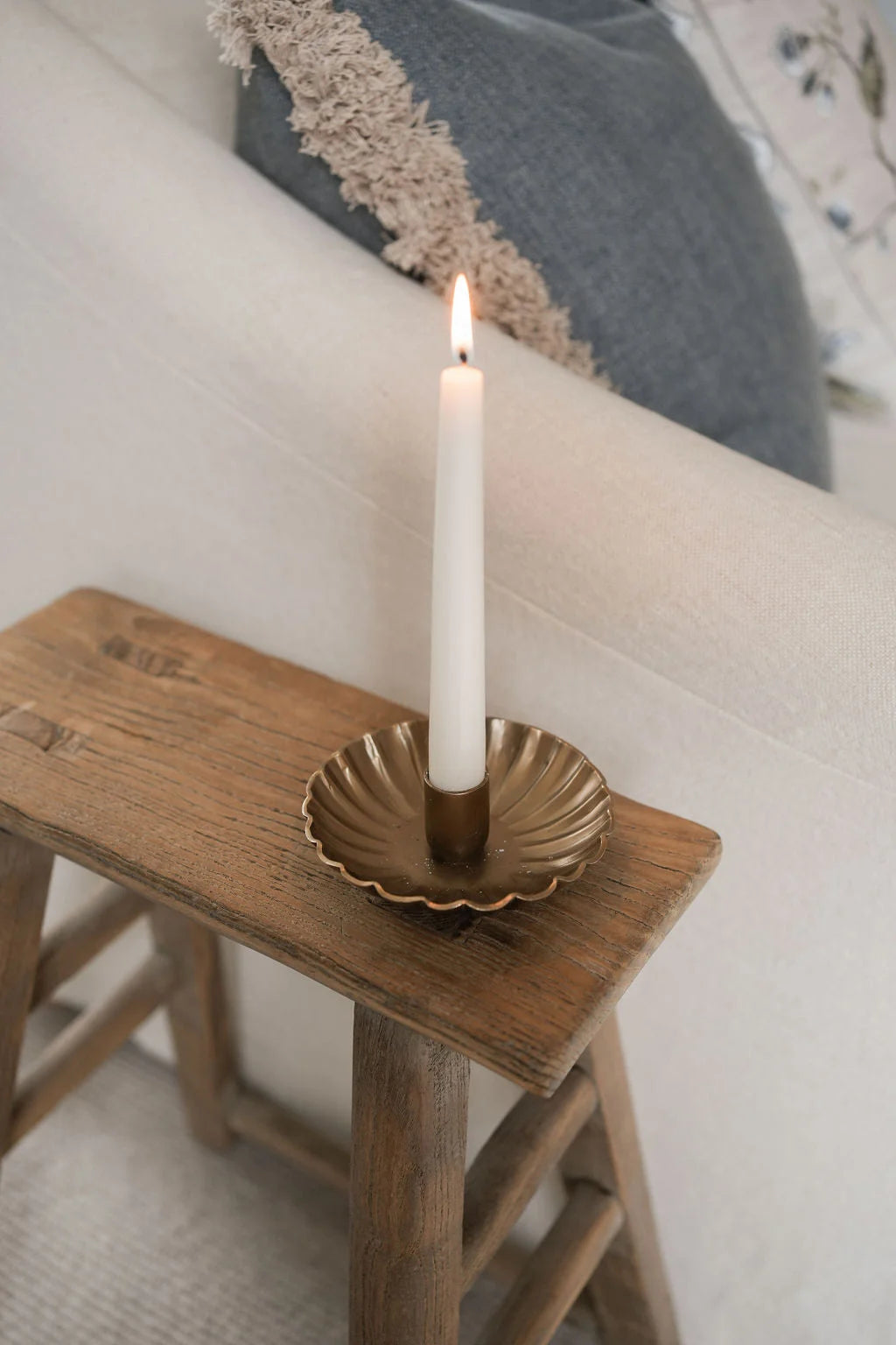 Brass Scalloped Candle Holder